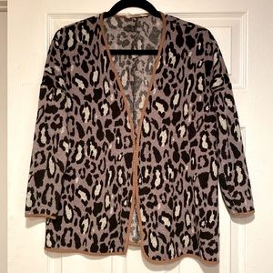 Mauve leopard open front cardigan - one size (xs - m)